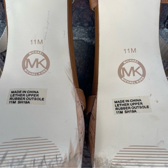 Michael Michael Kors Brown Leather Strappy Cork Heeled Platform Sandals Size 11M - Picture 13 of 15